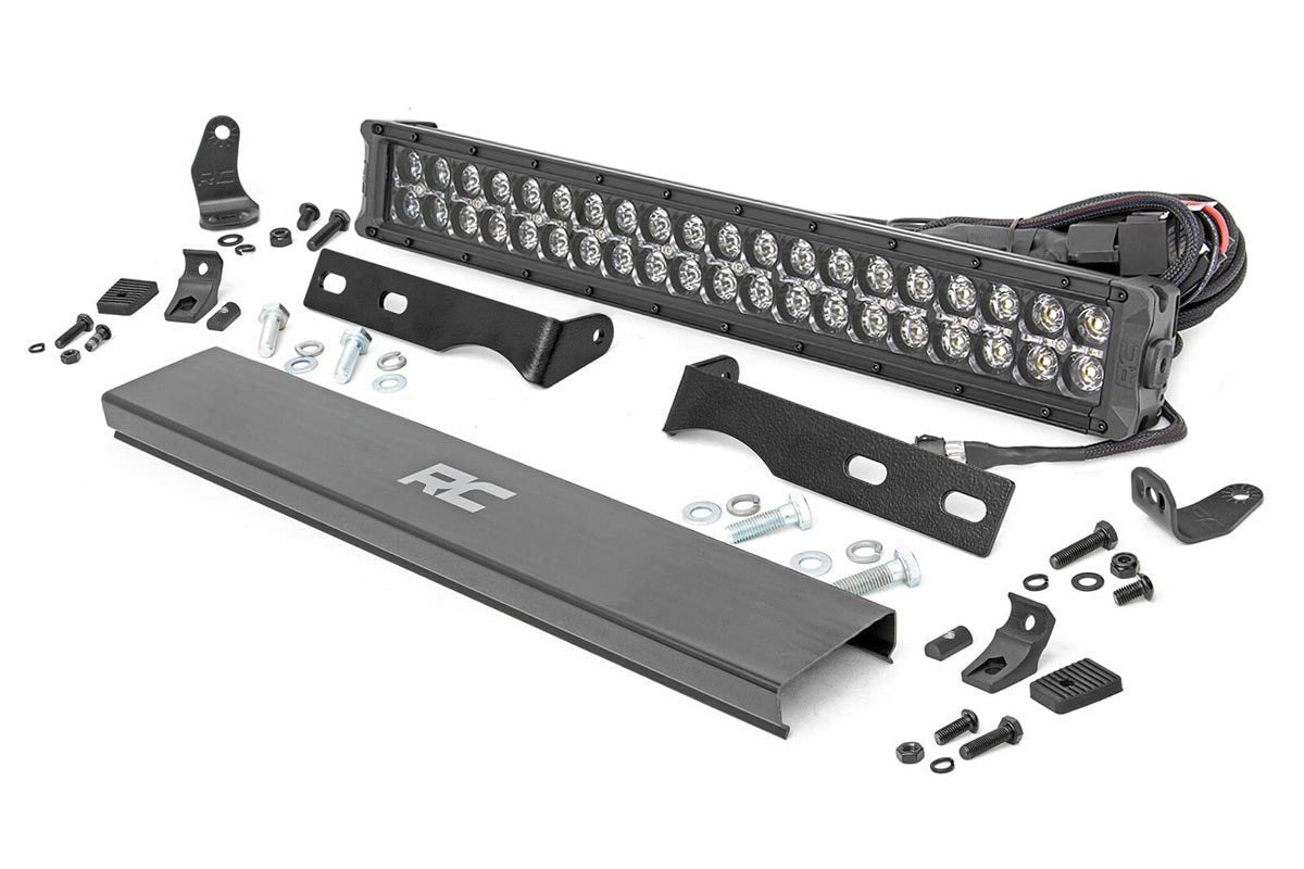 LED Light Kit Bumper Mount 20 Inch Black Dual Row Amber DRL Jeep Grand Cherokee WK2 (11-20) Rough Country