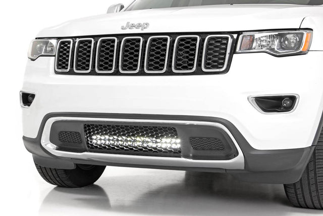 LED Light Kit Bumper Mount 20 Inch Black Dual Row Amber DRL Jeep Grand Cherokee WK2 (11-20) Rough Country
