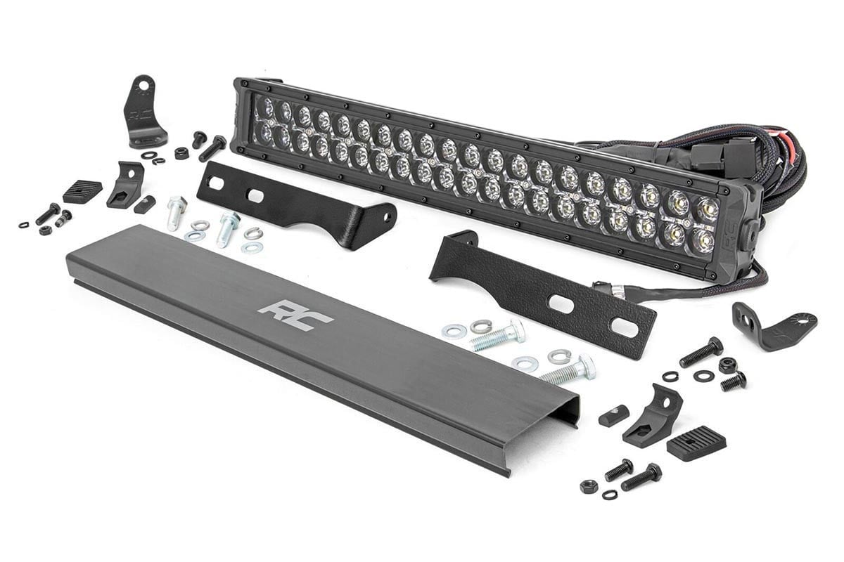 LED Light Kit Bumper Mount 20 Inch Black Dual Row White DRL Jeep Grand Cherokee WK2 (11-20) Rough Country