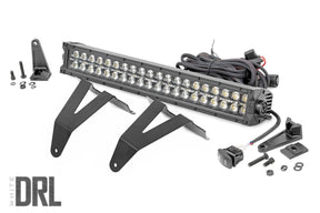 LED Light Kit Bumper Mount 20 Inch Black Dual Row White DRL Ram 1500 (19-24) Rough Country