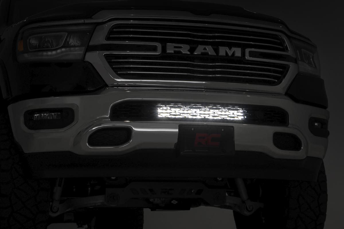 LED Light Kit Bumper Mount 20 Inch Black Dual Row Ram 1500 2WD/4WD (19-24) Rough Country