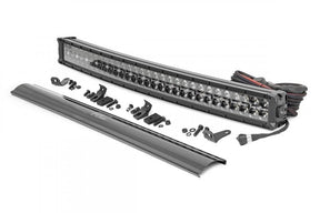 LED Light Kit Bumper Mount 30 Inch Black Dual Row White DRL Toyota 4Runner (14-20) Rough Country