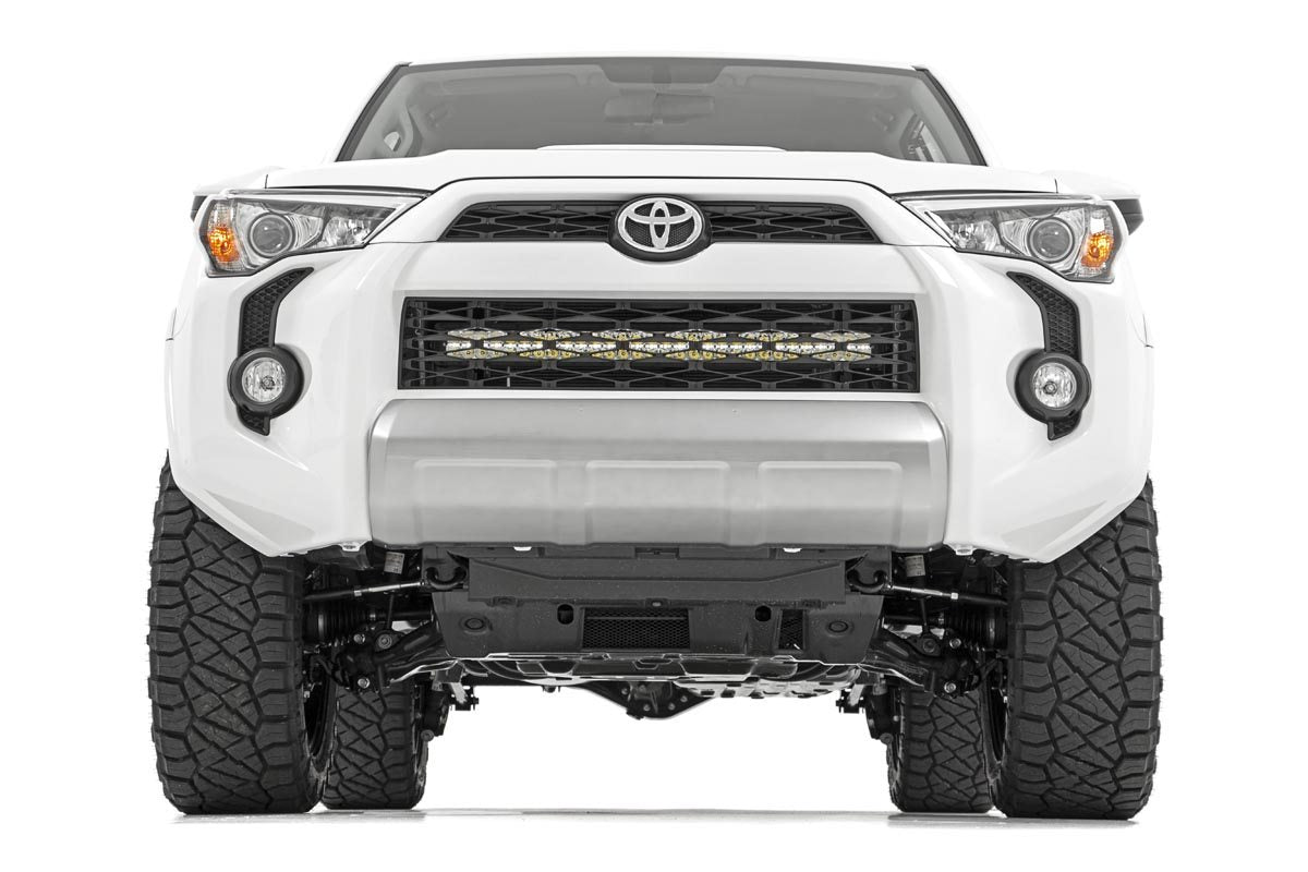 LED Light Kit Bumper Mount 30 Inch Black Dual Row White DRL Toyota 4Runner (14-20) Rough Country