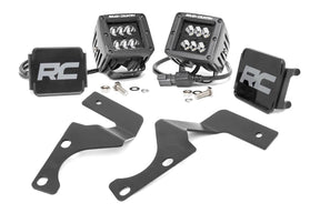 LED Light Kit Ditch Mount 2 Inch Black Flood Pair Toyota 4Runner (10-24) Rough Country