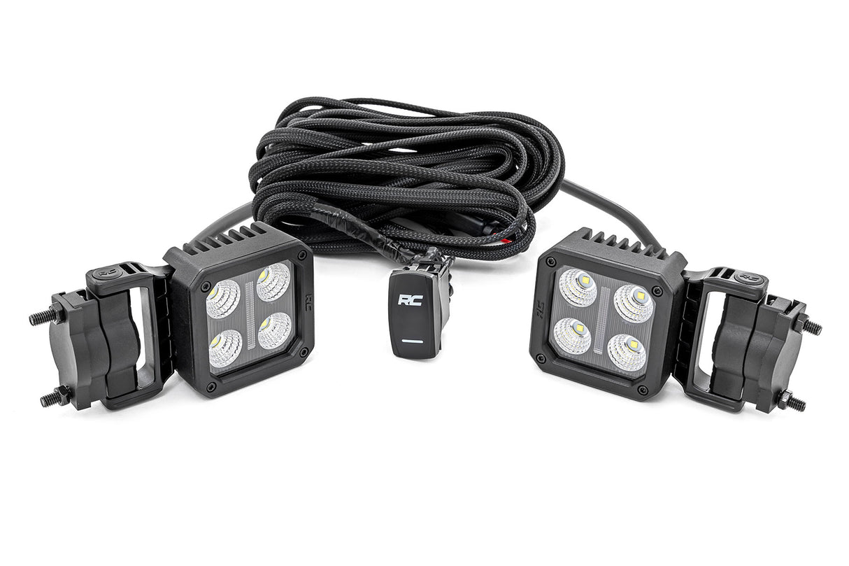 Black Series LED Light Pair 2 Inch Flood Swivel Mount Rough Country