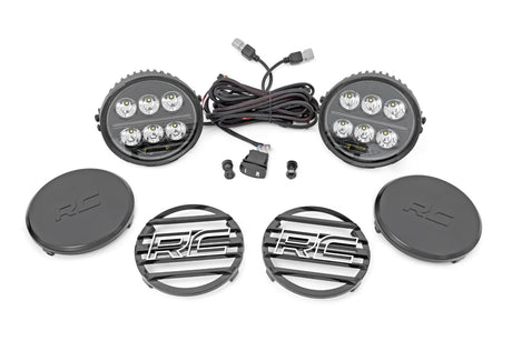 Black Series Halo LED Light Pair White/Amber DRL 6.5 Inch Round Rough Country