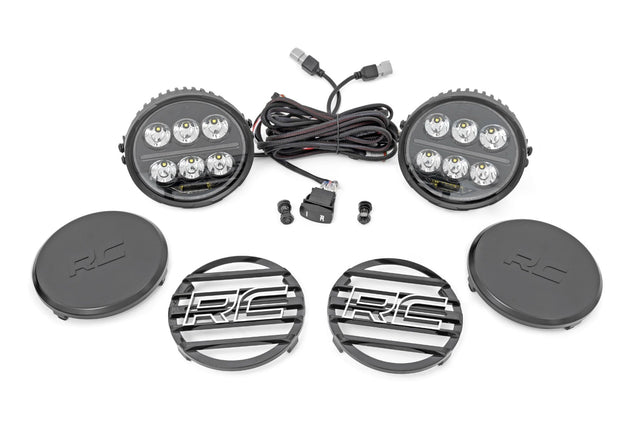 Black Series Halo LED Light Pair White/Amber DRL 6.5 Inch Round Rough Country