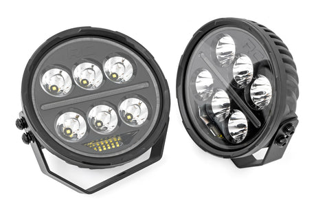 Black Series Halo LED Light Pair White/Amber DRL 6.5 Inch Round Rough Country