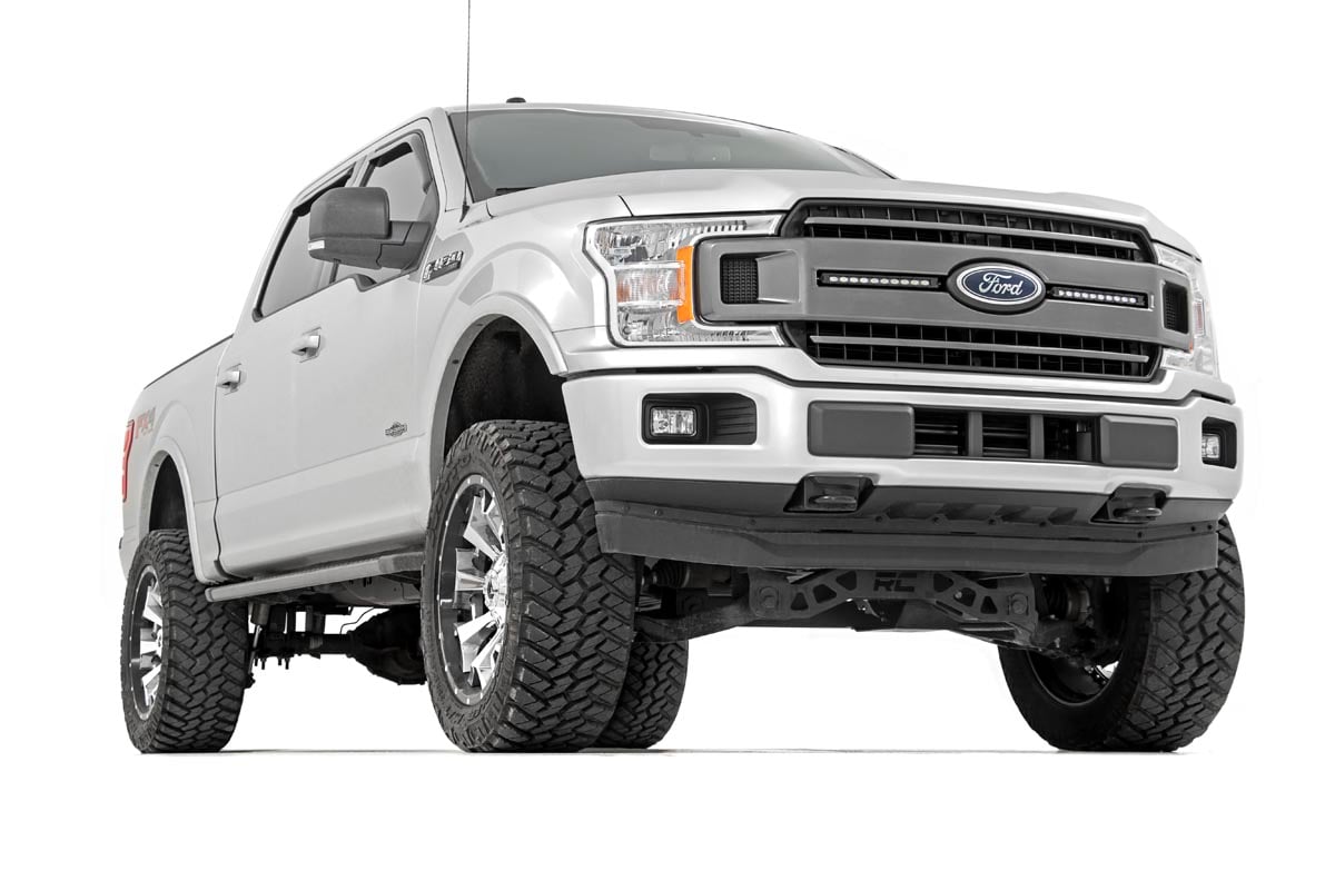 LED Light Kit Grille Mount 10 Inch Black Slimline Pair Ford F-150 (18-20) Rough Country