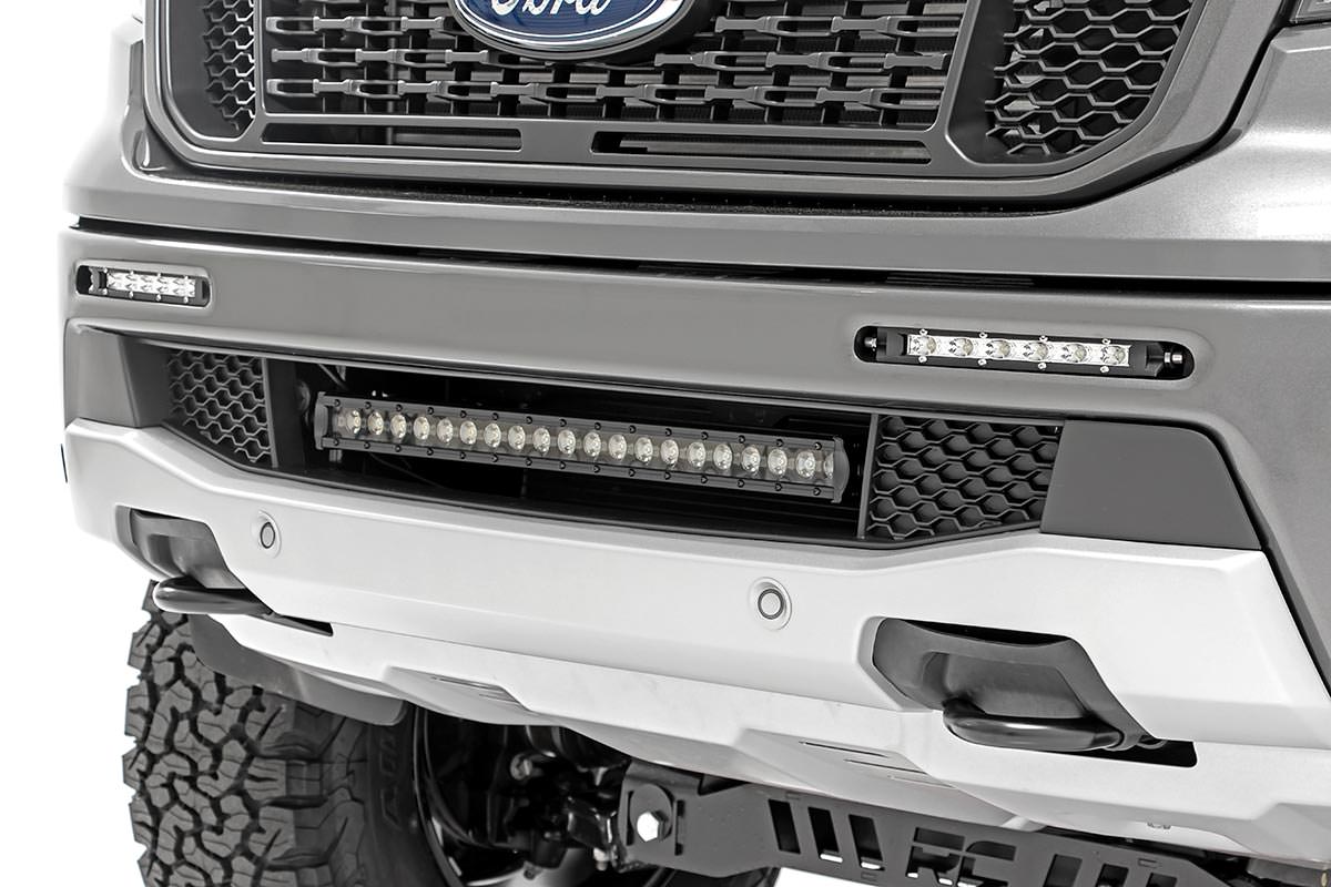 LED Light Kit Bumper Mount 20 Inch Black Single Row Ford Ranger (19-23) Rough Country