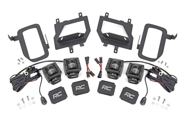 LED Light Kit Fog Mount Dual 2 Inch Black Pairs SAE Ford F-150 (15-17) Rough Country