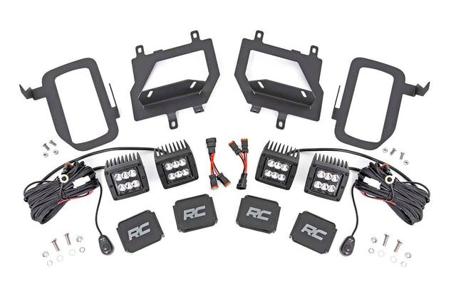 LED Light Kit Fog Mount Dual 2 Inch Black Pairs Spot Ford F-150 (15-17) Rough Country