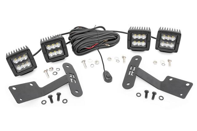 LED Light Kit Ditch Mount Dual 2 Inch Black Pairs Spot Toyota Tundra (14-21) Rough Country
