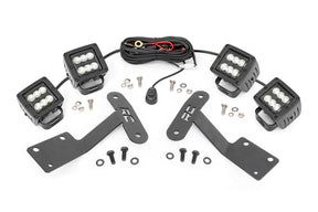 LED Light Kit Ditch Mount Dual 2 Inch Black Pairs Flood Toyota Tundra (14-21) Rough Country