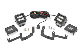 LED Light Kit Ditch Mount 2 Inch Black Pair Flood Chevy Silverado 1500 (19-26) Rough Country