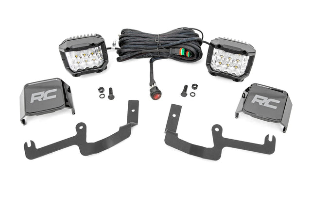 LED Light Kit Ditch Mount 3 Inch OSRAM Wide Chevy Silverado 1500 (19-26) Rough Country