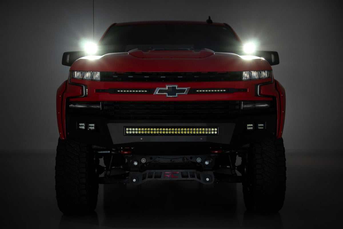LED Light Kit Ditch Mount 3 Inch OSRAM Wide Chevy Silverado 1500 (19-26) Rough Country