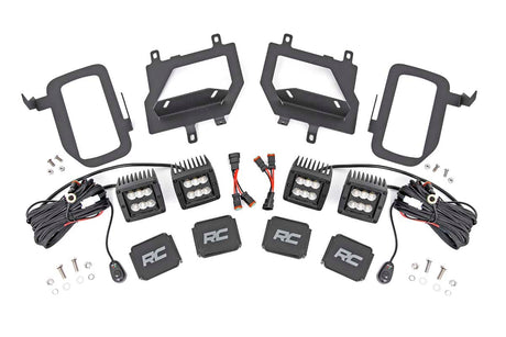 LED Light Kit Fog Mount Dual 2 Inch Black Pairs Spot/Flood Ford F-150 (15-17) Rough Country