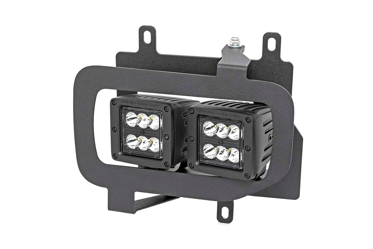 LED Light Kit Fog Mount Dual 2 Inch Black Pairs Spot/Flood Ford F-150 (15-17) Rough Country