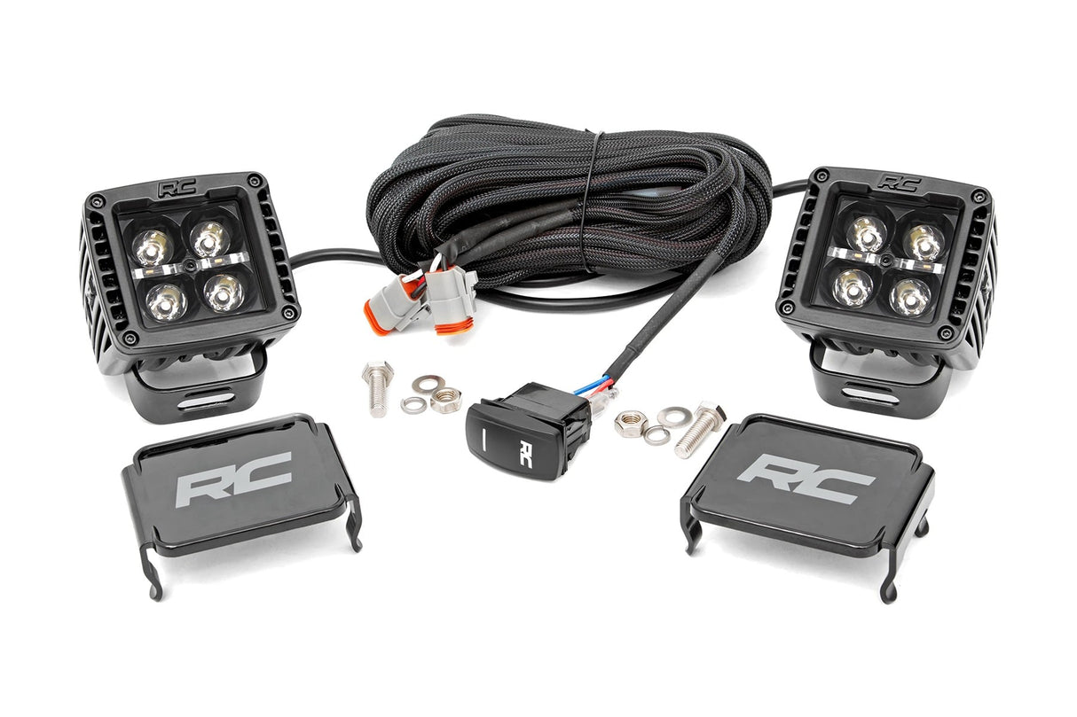 2 Inch Black Series LED Light Pods Spot Square Cool White DRL Rough Country