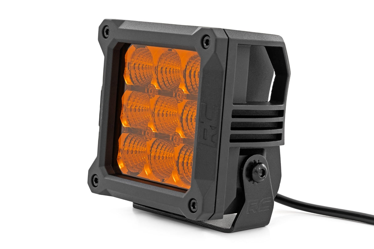 4 Inch LED Amber Light Pods Square Amber DRL Pair Rough Country