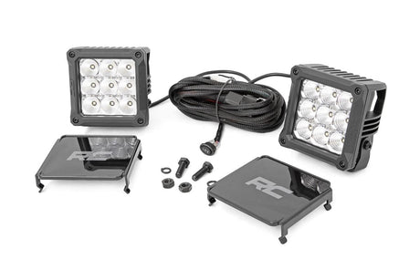 4 Inch Chrome Series LED Light Pods Square White DRL Pair Rough Country