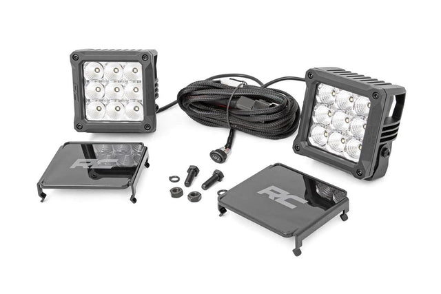 4 Inch Chrome Series LED Light Pods Square White DRL Pair Rough Country
