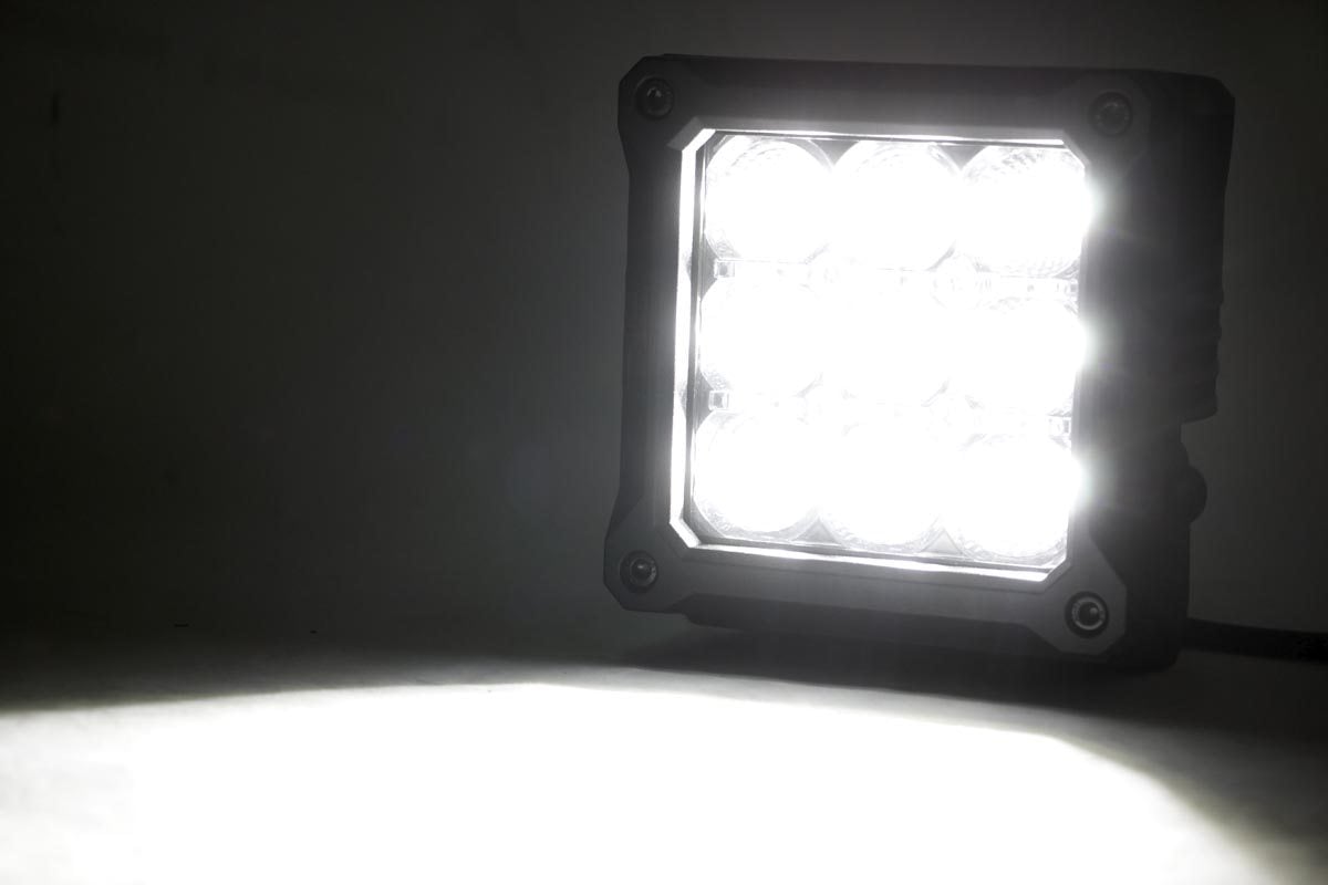 4 Inch Chrome Series LED Light Pods Square White DRL Pair Rough Country