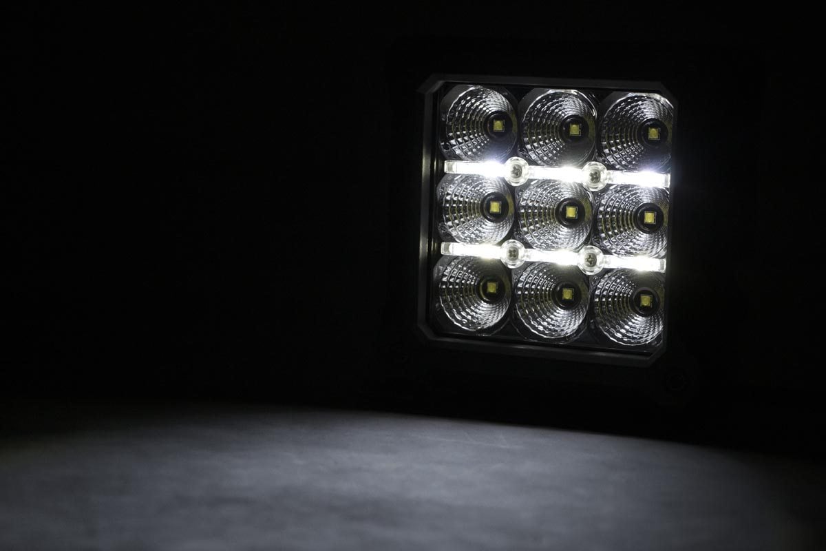 4 Inch Chrome Series LED Light Pods Square White DRL Pair Rough Country