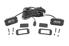 3x1.75 Inch Black Series LED Slim Aux SAE Fog Flush Mount Pair Rough Country