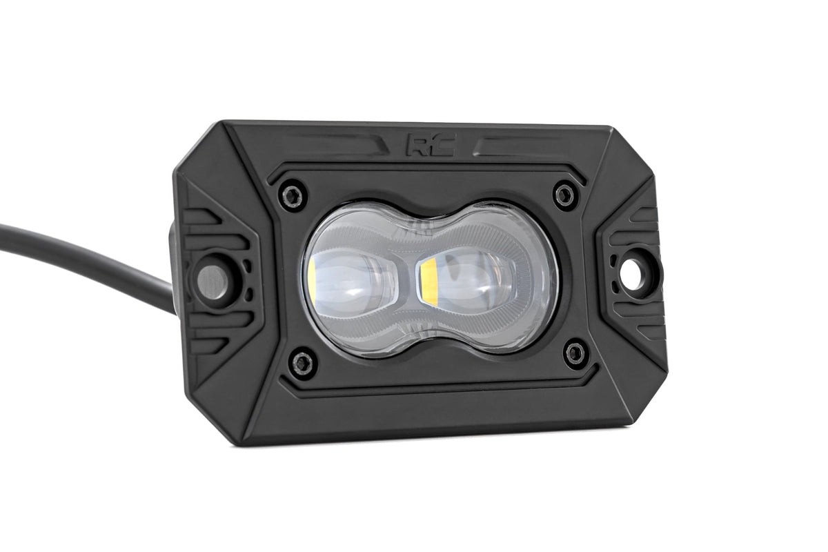 3x1.75 Inch Black Series LED Slim Aux SAE Fog Flush Mount Pair Rough Country