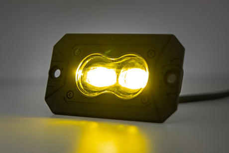3x1.75 Inch Black Series Yellow LED Slim Aux SAE Fog Flush Mount Pair Rough Country