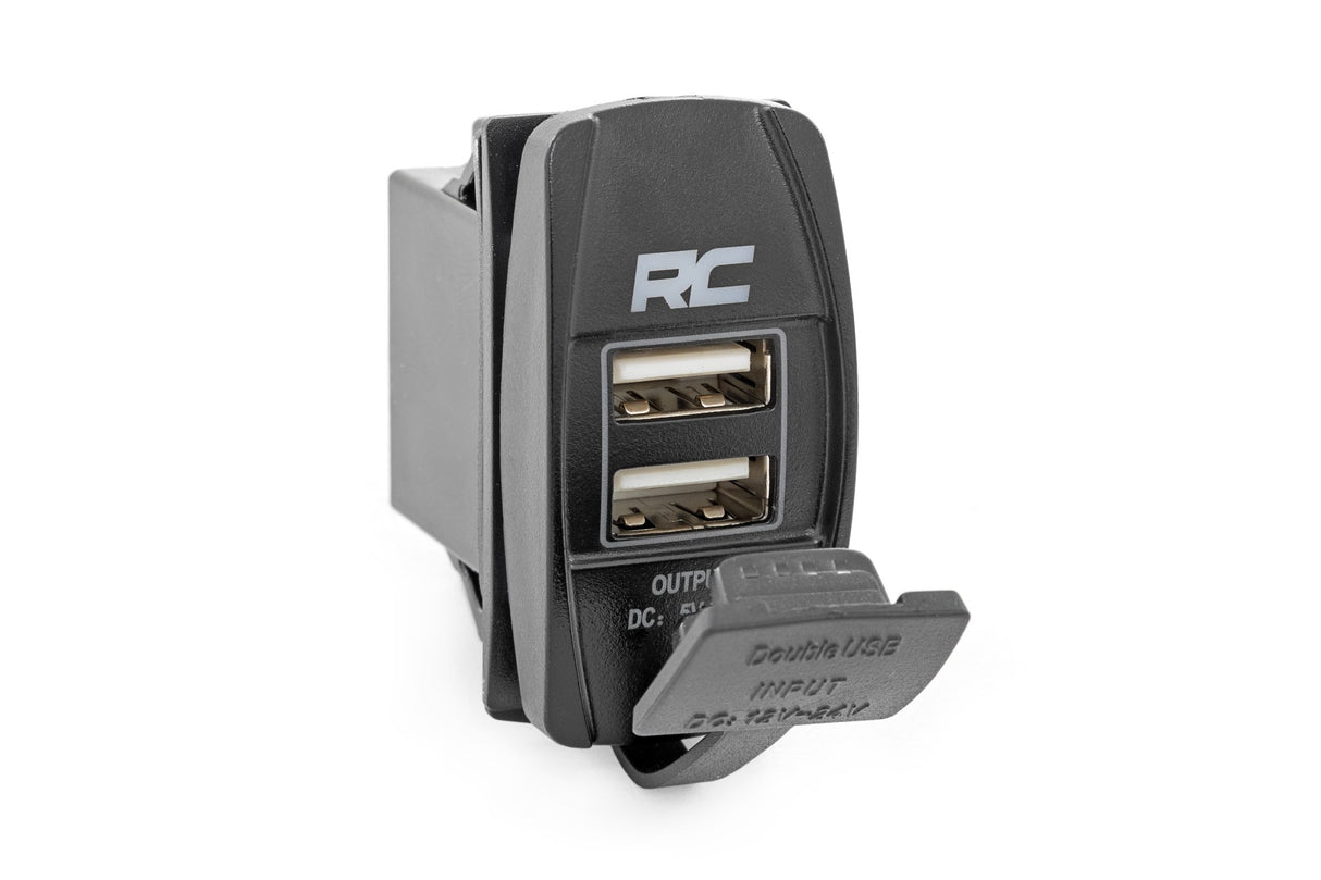 USB Switch Insert 2x1 with Logo Blue Back Light Rough Country