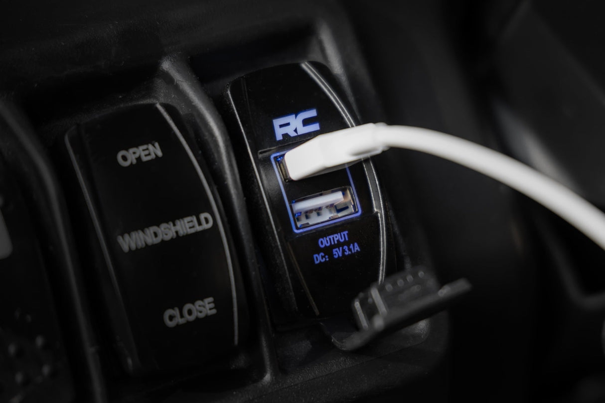 USB Switch Insert 2x1 with Logo Blue Back Light Rough Country
