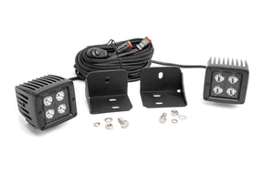 LED Light Cab Mount 2 Inch Black Pair Flood Can-Am Defender HD 5/HD 8/HD 9/HD 10 Rough Country