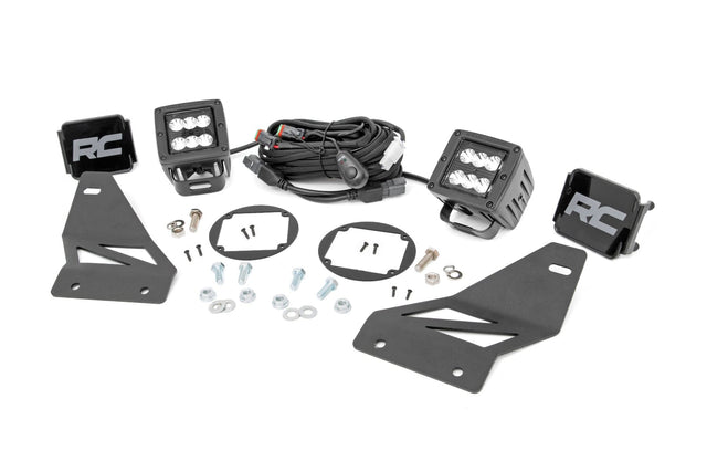 LED Light Kit Fog Mount 2 Inch Black Pair Spot Nissan Frontier (05-20) Rough Country