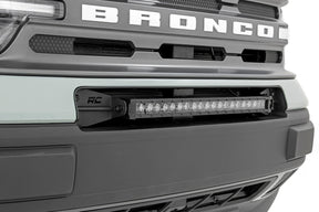 LED Light Kit Bumper Mount 20 Inch Black Single Row White DRL Ford Bronco Sport (21-26) Rough Country