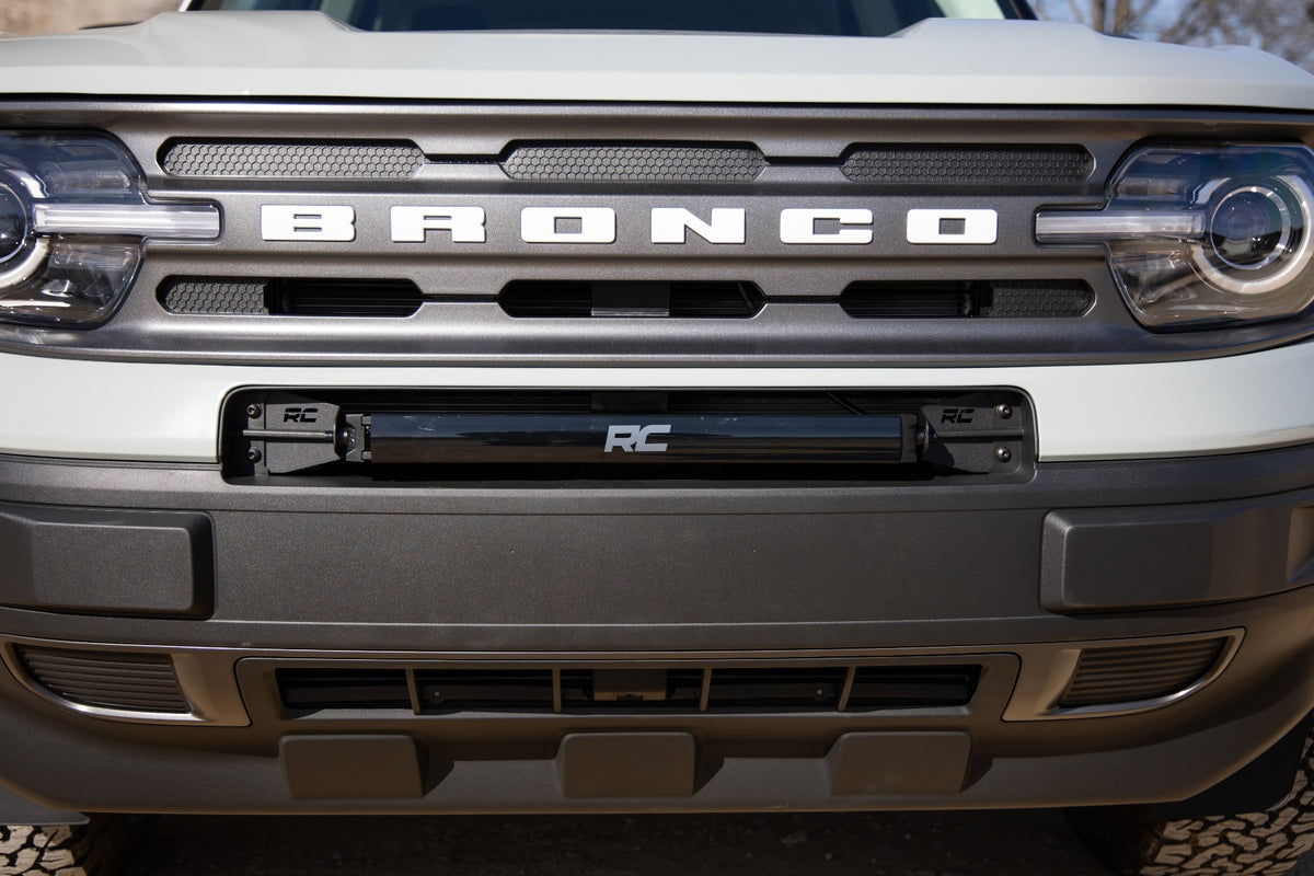 LED Light Kit Bumper Mount 20 Inch Black Single Row White DRL Ford Bronco Sport (21-26) Rough Country