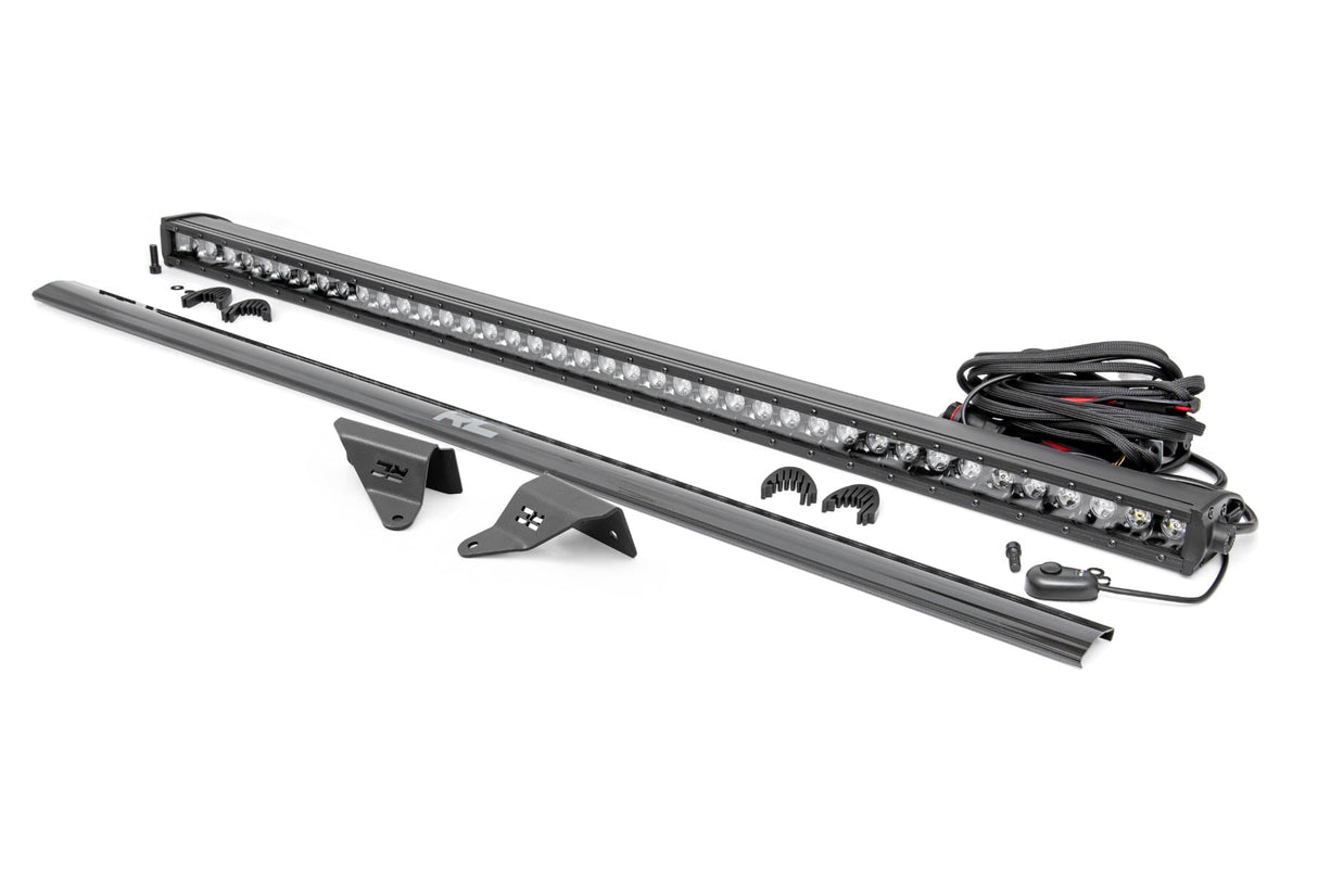 LED Light Kit Upper Windshield 40 Inch Black Single Row Ford Bronco (21-25) Rough Country