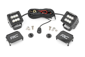 LED Light Kit Ditch Mount 2 Inch Black Pair Flood Pattern Ford Bronco (21-25) Rough Country