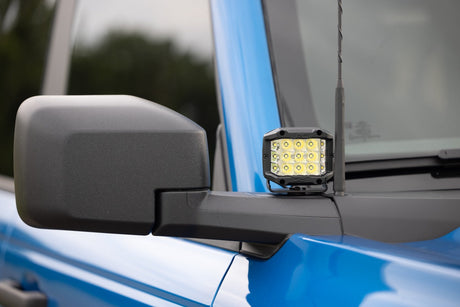 LED Light Kit Ditch Mount 2 Inch Black Pair Flood Pattern Ford Bronco (21-25) Rough Country