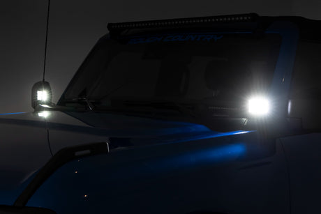 LED Light Kit Ditch Mount 2 Inch Black Pair Spot Pattern Ford Bronco (21-25) Rough Country