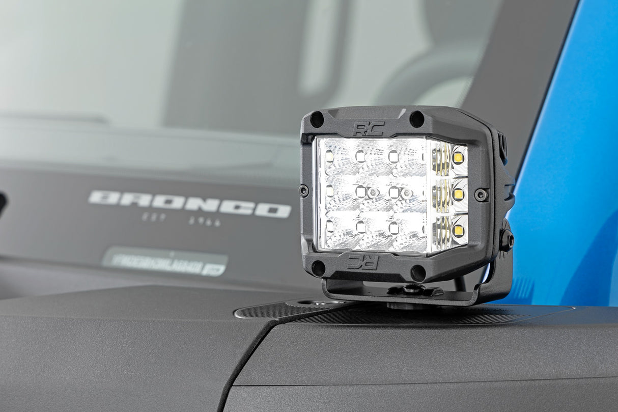 LED Light Kit Ditch Mount 2 Inch Black Pair Spot Pattern Ford Bronco (21-25) Rough Country