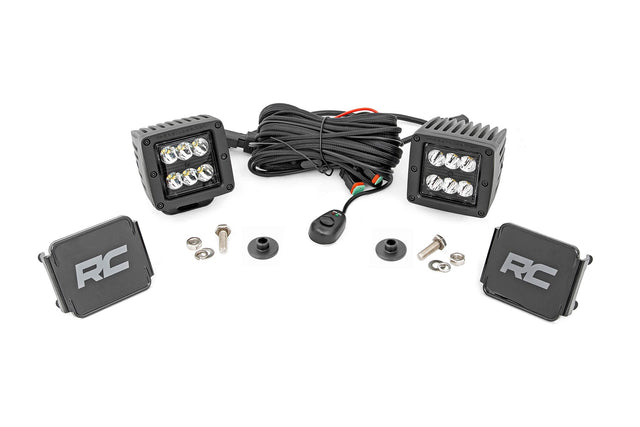 LED Light Kit Ditch Mount 2 Inch Black Pair Spot Pattern Ford Bronco (21-25) Rough Country