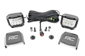 LED Light Kit Ditch Mount 2 Inch Chrome Pair Wide Ford Bronco 4WD (21-25) Rough Country