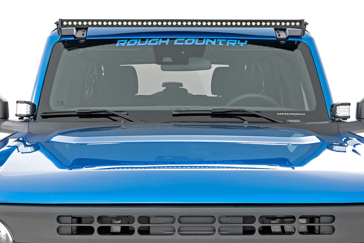 LED Light Kit Ditch Mount 2 Inch Chrome Pair Wide Ford Bronco 4WD (21-25) Rough Country