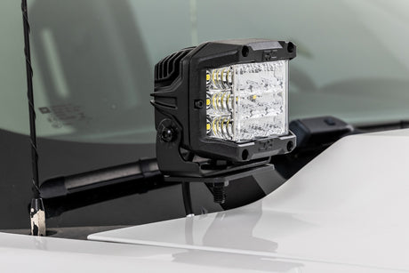 LED Ditch Light Kit 2in Black Pair White DRL Silverado/Sierra 1500 (14-18 & Classic) Rough Country