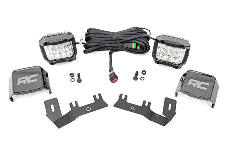 LED Ditch Light Kit 3in OSRAM Pair Wide Silverado/Sierra 1500 (14-18 & Classic) Rough Country