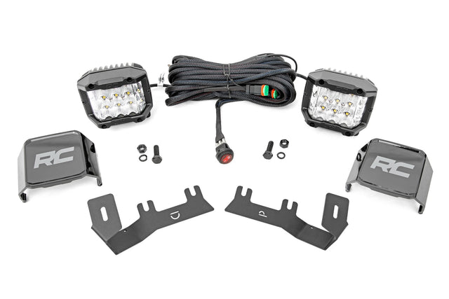 LED Ditch Light Kit 3in OSRAM Pair Wide Silverado/Sierra 1500 (14-18 & Classic) Rough Country