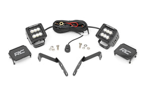 LED Light Kit Ditch Mount 2 Inch Black Pair Flood Chevy 1500 & Silverado/Sierra 2500HD/3500HD (07-14) Rough Country